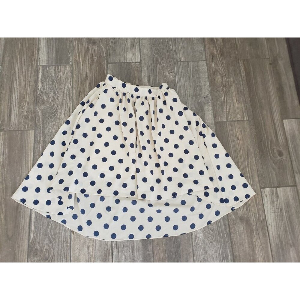 Alice Moon Navy Polka Dot Hi-low Full Skirt In Small